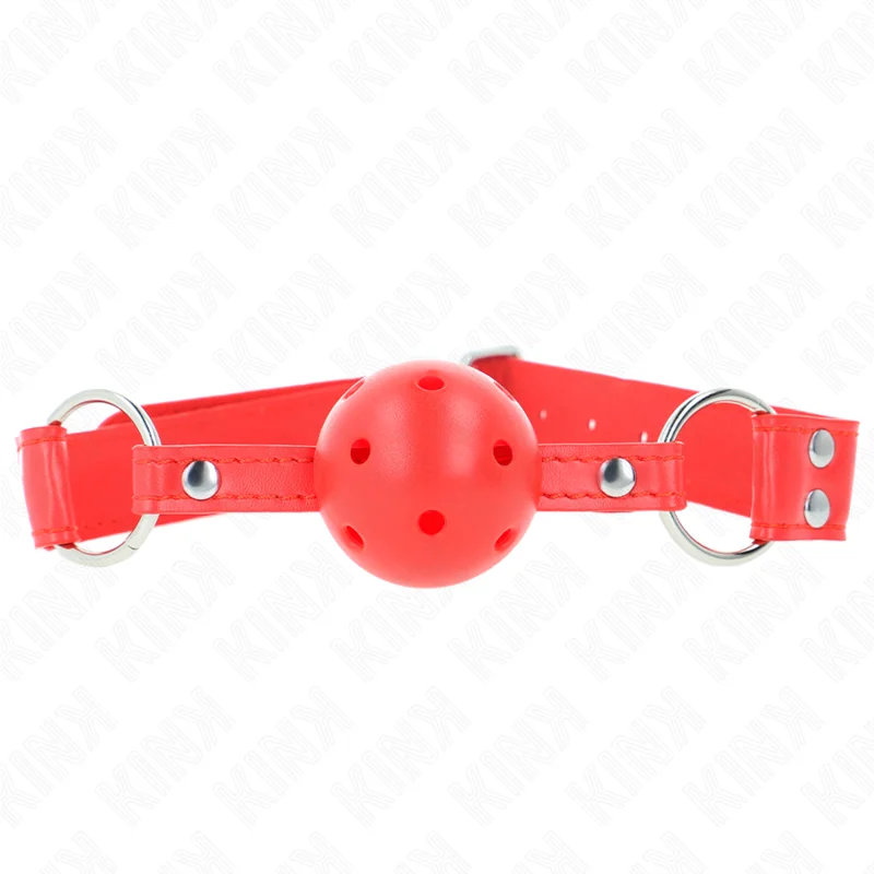 Kompletter Roter Hohlballknebel 62 X 2 cm von Kink Collar & Gag kaufen | Fesselliebe