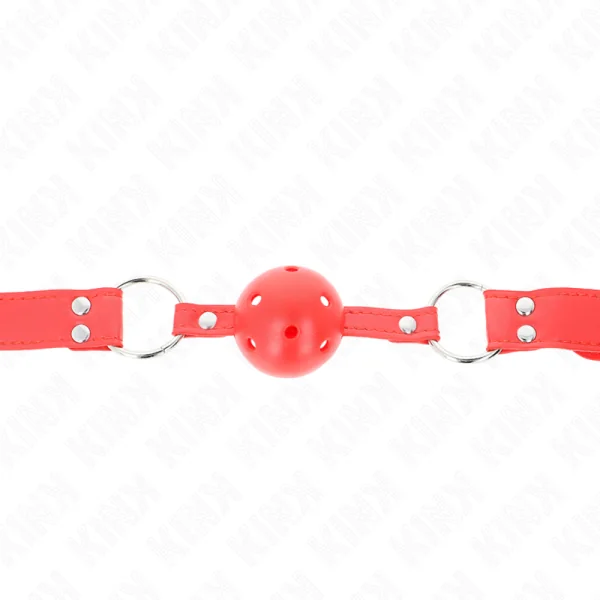 Kompletter Roter Hohlballknebel 62 X 2 cm von Kink Collar & Gag kaufen | Fesselliebe