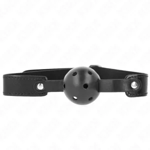 Schwarzer Atmungsaktiver Ball 4,5 cm Knebel 65 X 2,5 cm von Kink Collar & Gag kaufen | Fesselliebe