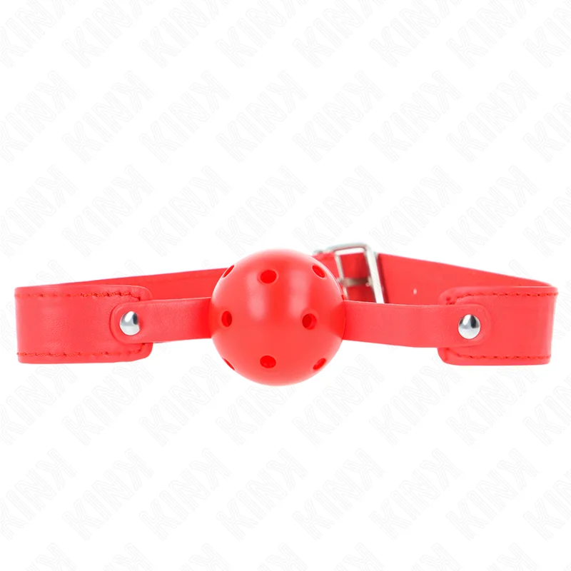 Roter Atmungsaktiver Ball 4,5 cm Knebel 65 X 2,5 cm von Kink Collar & Gag kaufen | Fesselliebe