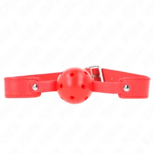 Roter Atmungsaktiver Ball 4,5 cm Knebel 65 X 2,5 cm von Kink Collar & Gag kaufen | Fesselliebe