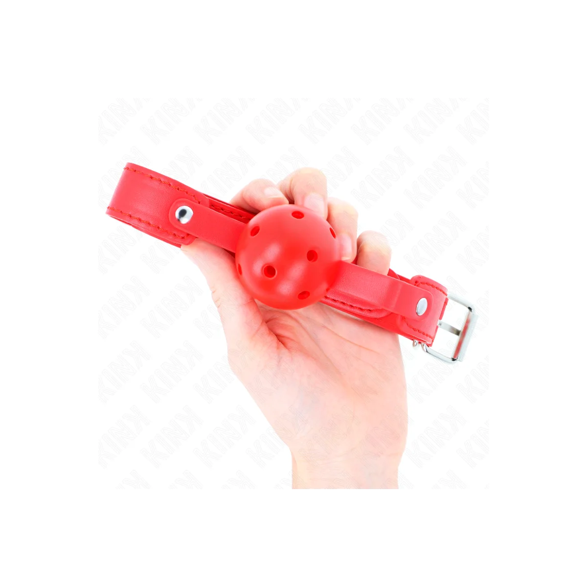 Roter Atmungsaktiver Ball 4,5 cm Knebel 65 X 2,5 cm von Kink Collar & Gag kaufen | Fesselliebe
