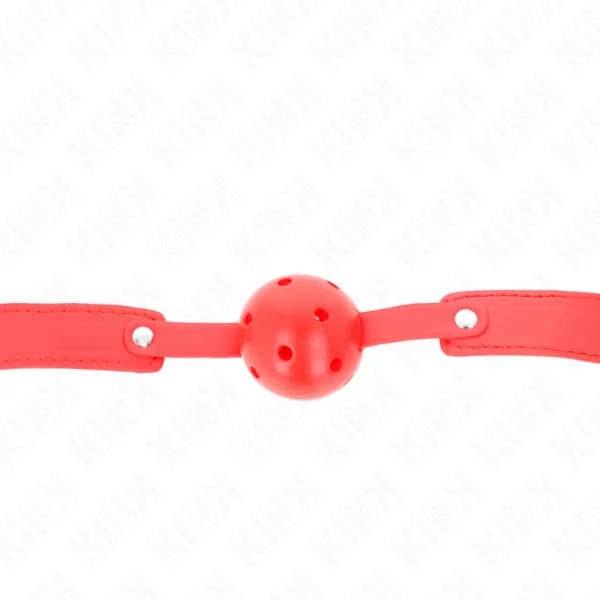 Roter Atmungsaktiver Ball 4,5 cm Knebel 65 X 2,5 cm von Kink Collar & Gag kaufen | Fesselliebe
