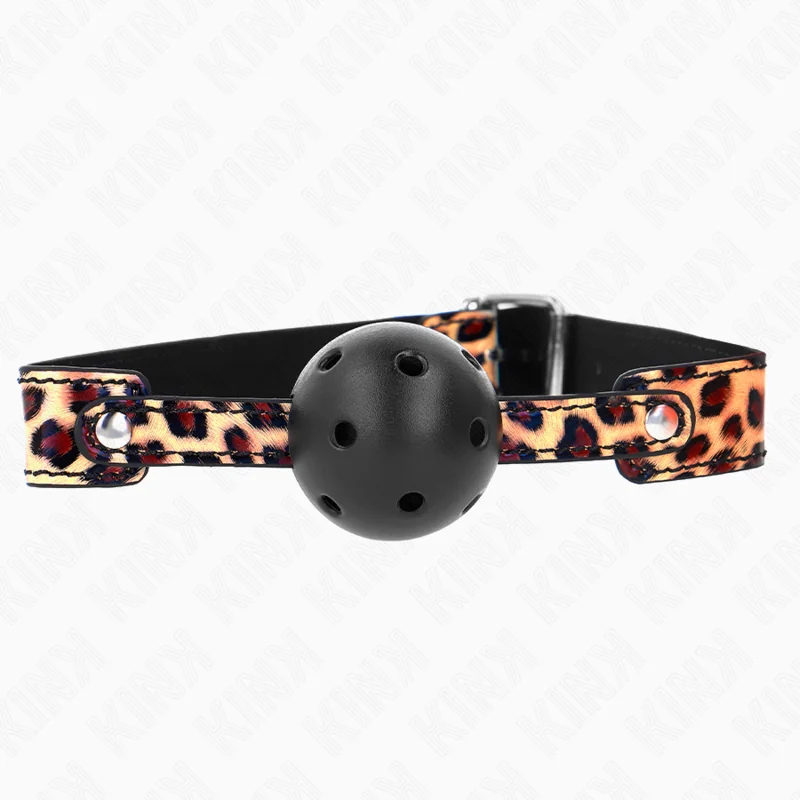 Leopard Atmungsaktiver Ball 4,5 cm Gag 65 X 2,5 cm von Kink Collar & Gag kaufen | Fesselliebe 2