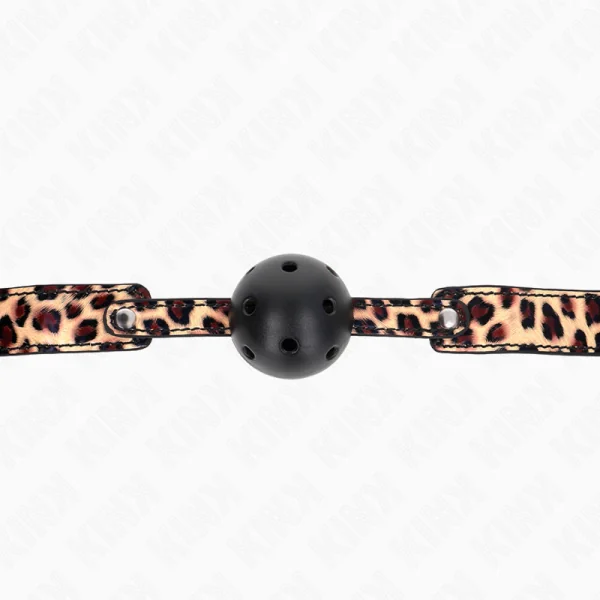 Leopard Atmungsaktiver Ball 4,5 cm Gag 65 X 2,5 cm von Kink Collar & Gag kaufen | Fesselliebe
