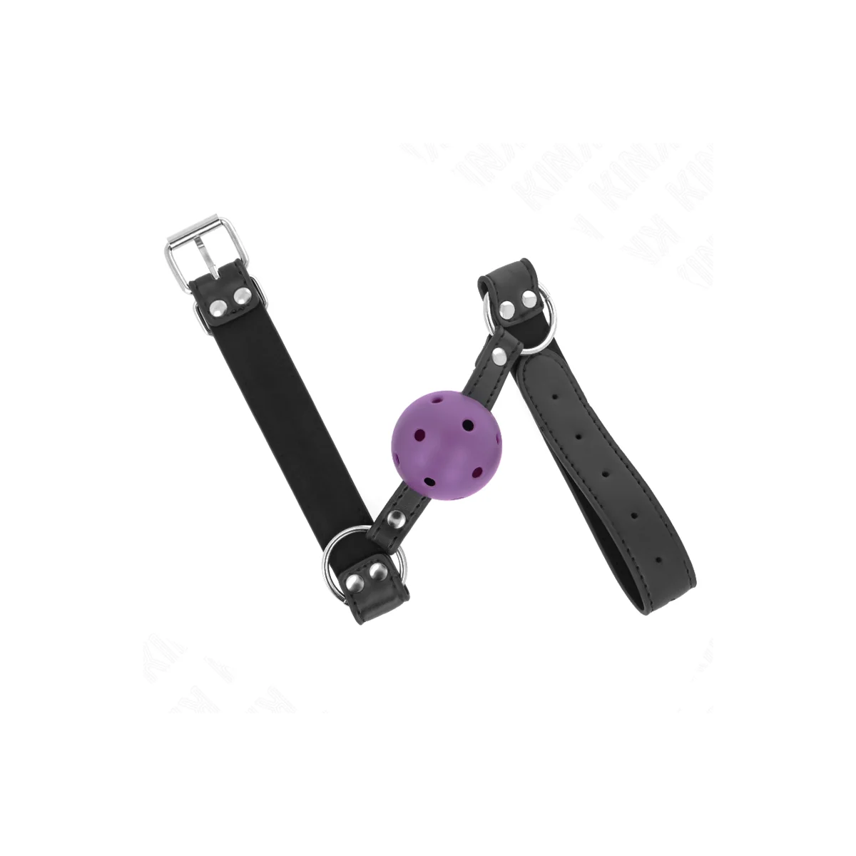 Atmungsaktiver Ball 4 cm Knebel mit Doppelniet Lila 62,5 X 2,5 cm Verstellbar 42-58 cm von Kink Collar & Gag kaufen | Fesselliebe