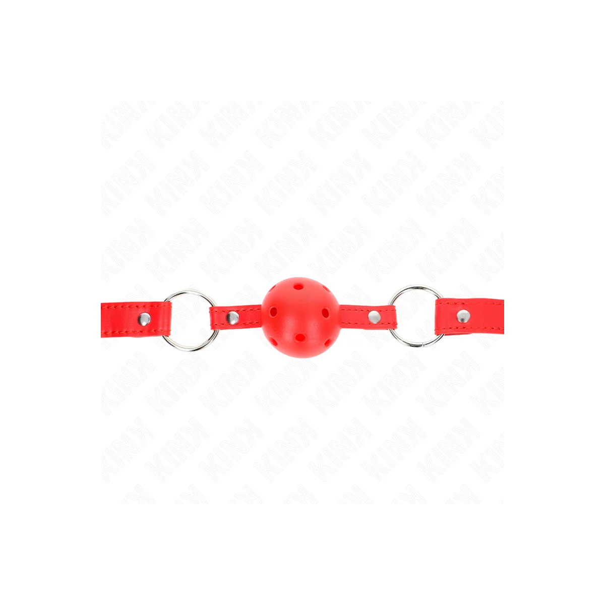 Atmungsaktiver Ball 4 cm Knebel mit Doppelniet Modell 1 Rot 62,5 X 2,5 cm Verstellbar 42-58 cm von Kink Collar & Gag kaufen | Fesselliebe