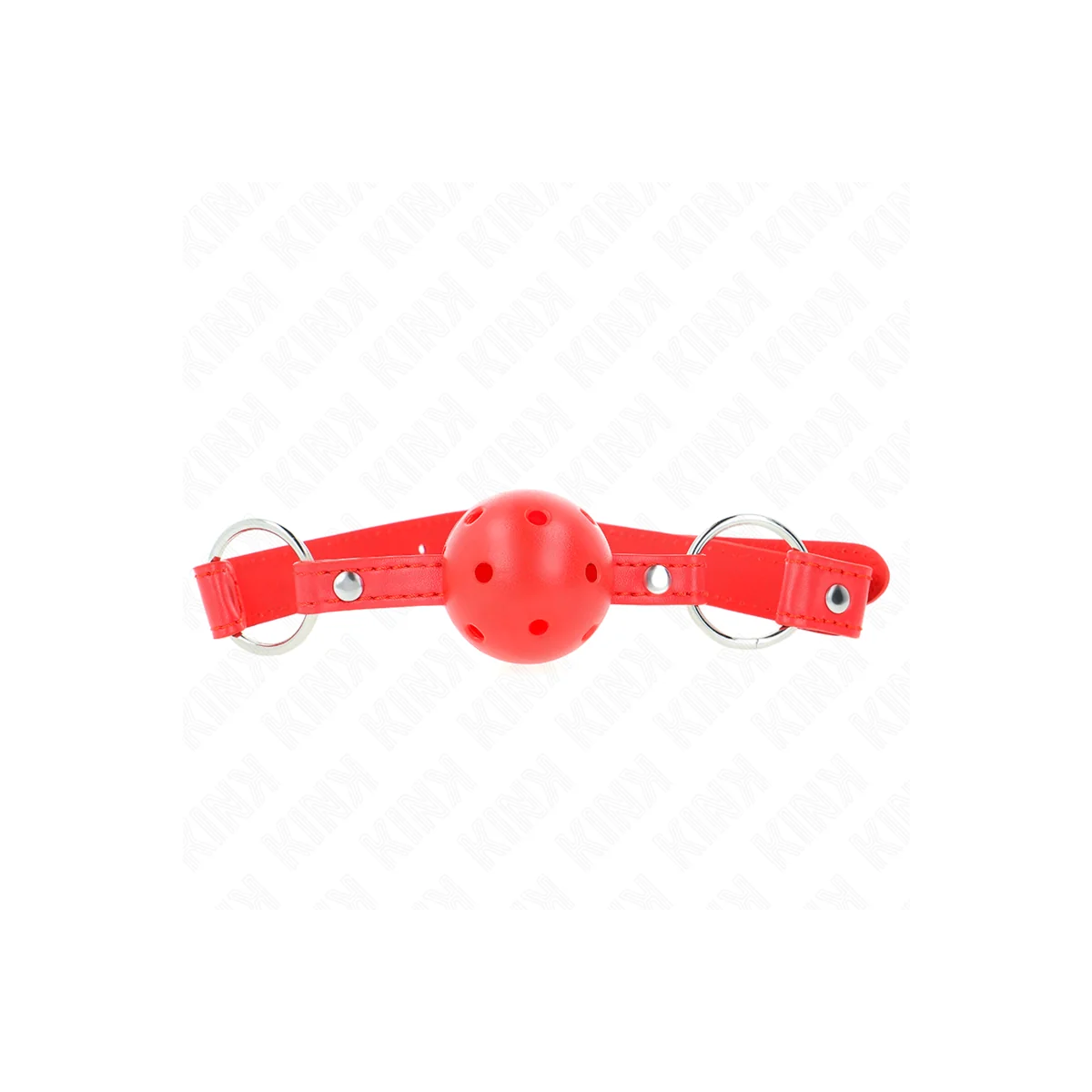 Atmungsaktiver Ball 4 cm Knebel mit Doppelniet Modell 1 Rot 62,5 X 2,5 cm Verstellbar 42-58 cm von Kink Collar & Gag kaufen | Fesselliebe