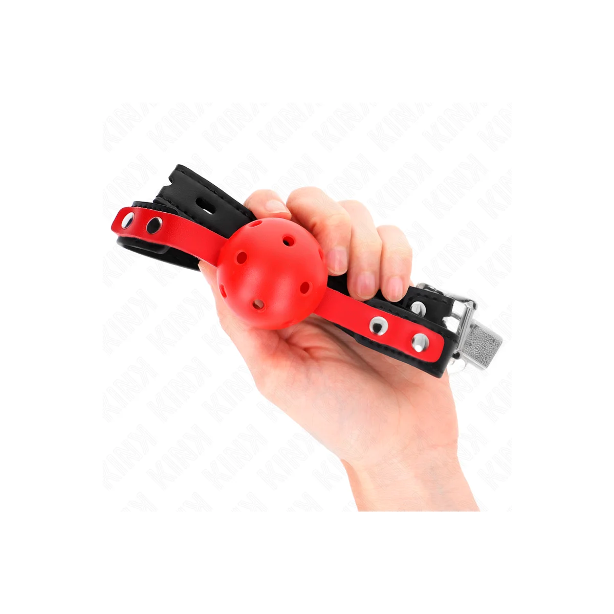 Roter Hohlkugel, 4 cm, Knebel, Schwarzer Gurt 60 X 2 cm, Verstellbar 37-52 cm von Kink Collar & Gag kaufen | Fesselliebe