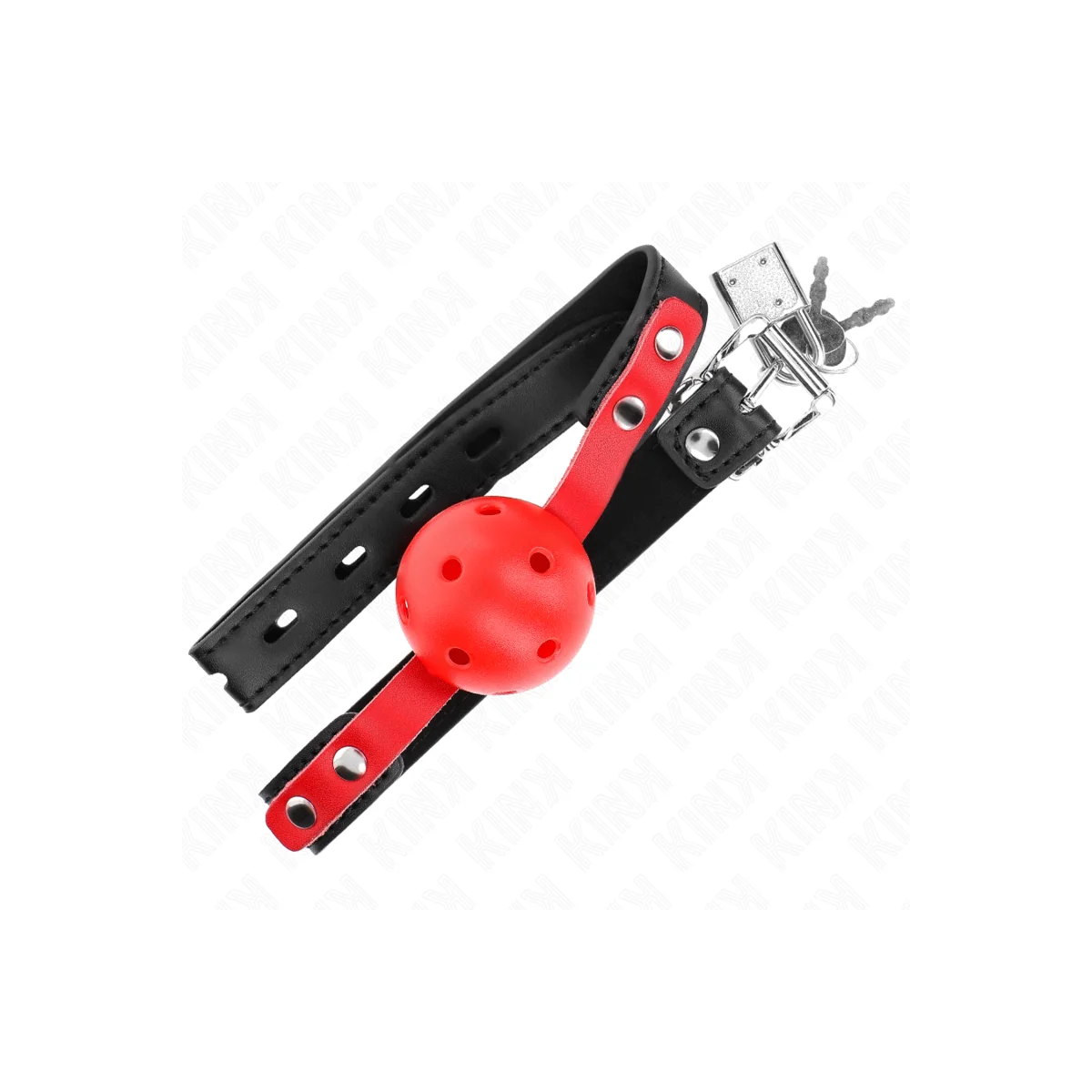 Roter Hohlkugel, 4 cm, Knebel, Schwarzer Gurt 60 X 2 cm, Verstellbar 37-52 cm von Kink Collar & Gag kaufen | Fesselliebe