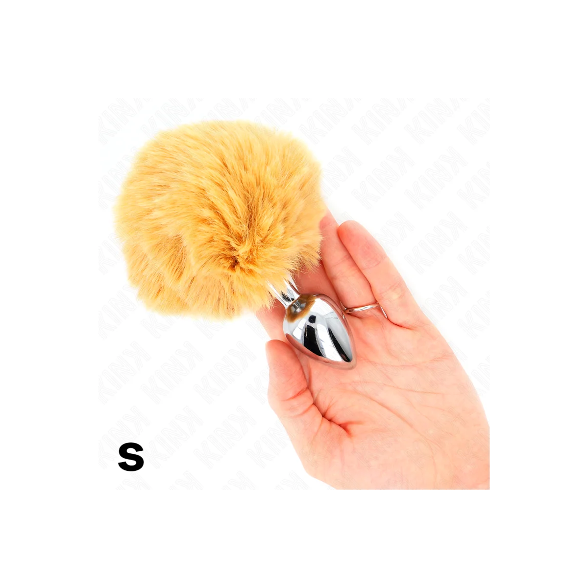 Edelstahl-Plug 7 X 3 cm mit Beigem Kaninchenschwanz aus Kunstfell 8 cm von Kink Pleasure Plugs kaufen | Fesselliebe