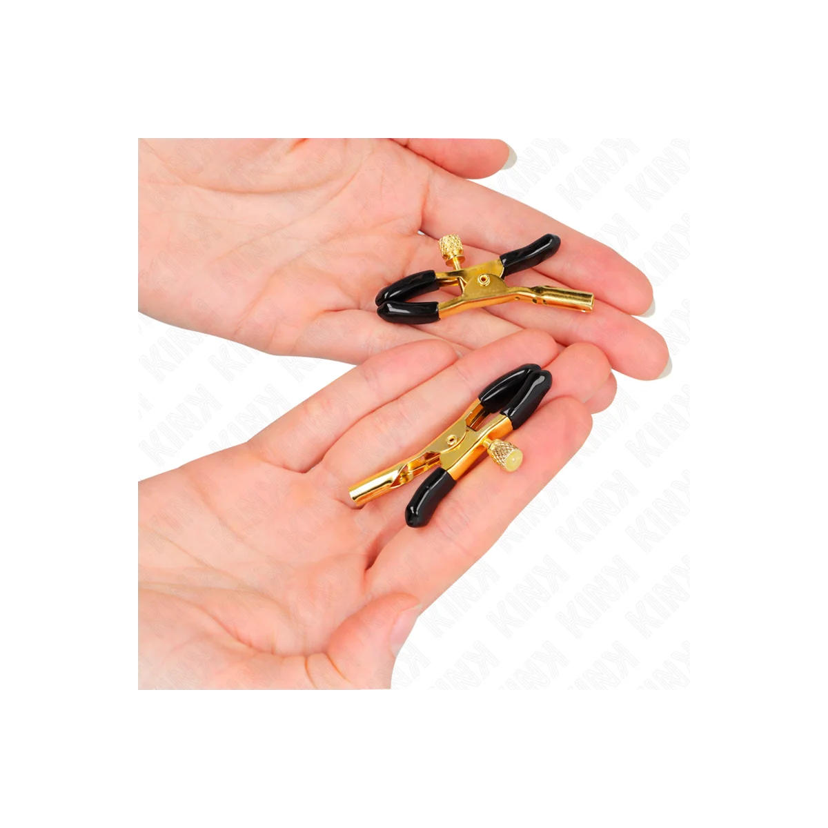 Goldene Nippelklemmen 6 cm von Kink Nipple Grip kaufen | Fesselliebe