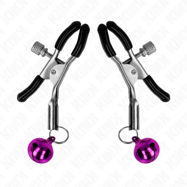 Lila Nippelklemme mit Einzelnen Glocken 6 cm von Kink Nipple Grip kaufen | Fesselliebe