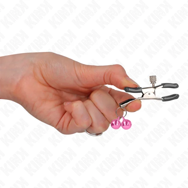 Doppelglöckchen-Nippelklammer Rosa 6 cm von Kink Nipple Grip kaufen | Fesselliebe