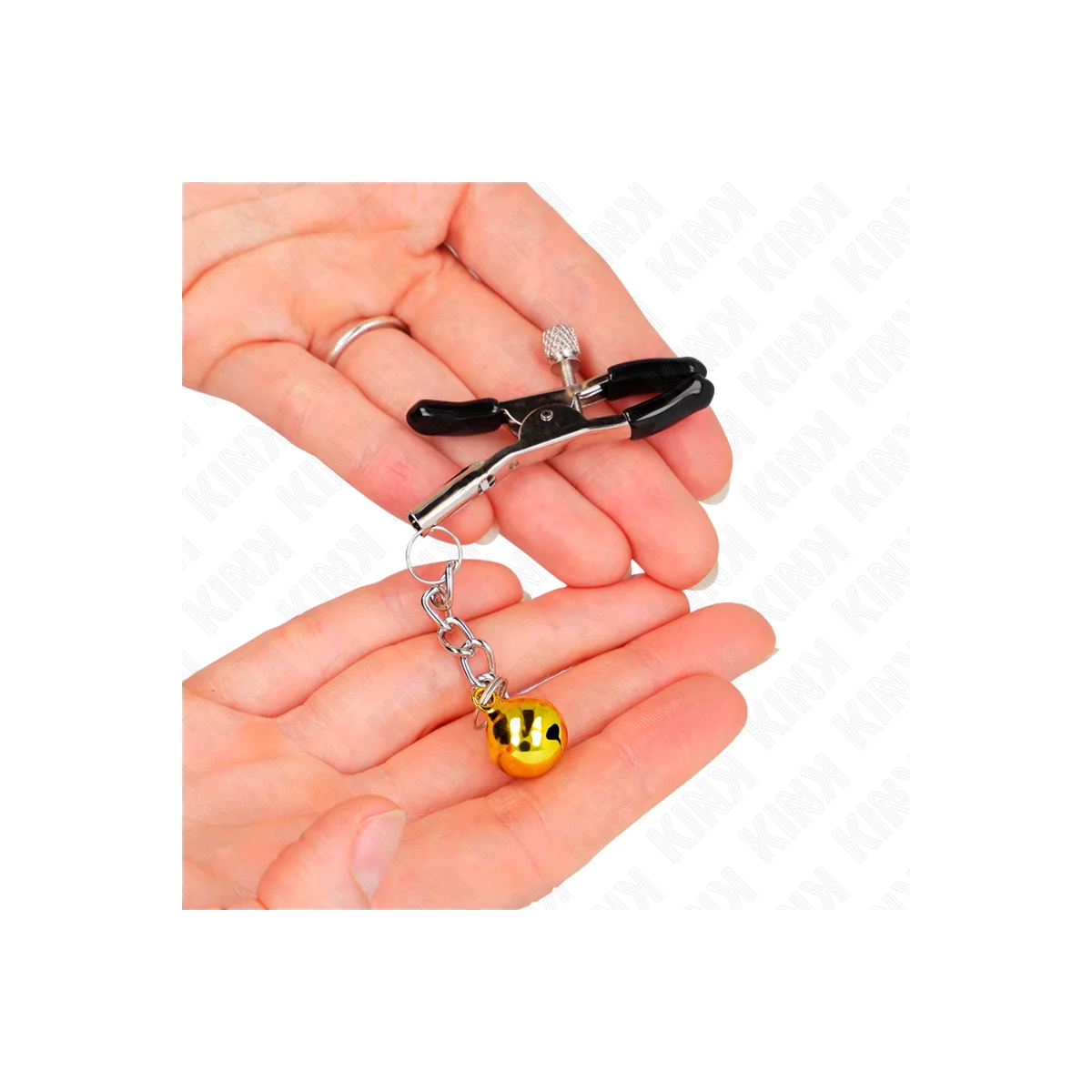 Goldene Jingle Bell Anhänger-Nippelklammern 6 cm von Kink Nipple Grip kaufen | Fesselliebe