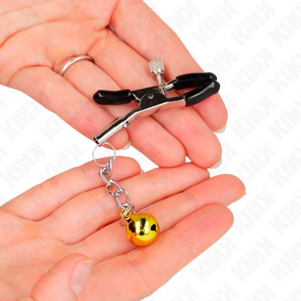 Goldene Jingle Bell Anhänger-Nippelklammern 6 cm von Kink Nipple Grip kaufen | Fesselliebe