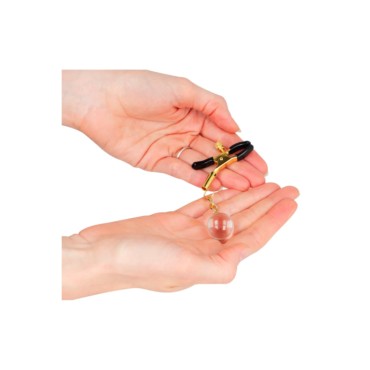 Glasperlen-Nippelklammern Gold 6 cm von Kink Nipple Grip kaufen | Fesselliebe