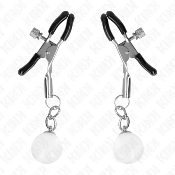 Glasperlen-Nippelklammern Silber 6 cm von Kink Nipple Grip kaufen | Fesselliebe