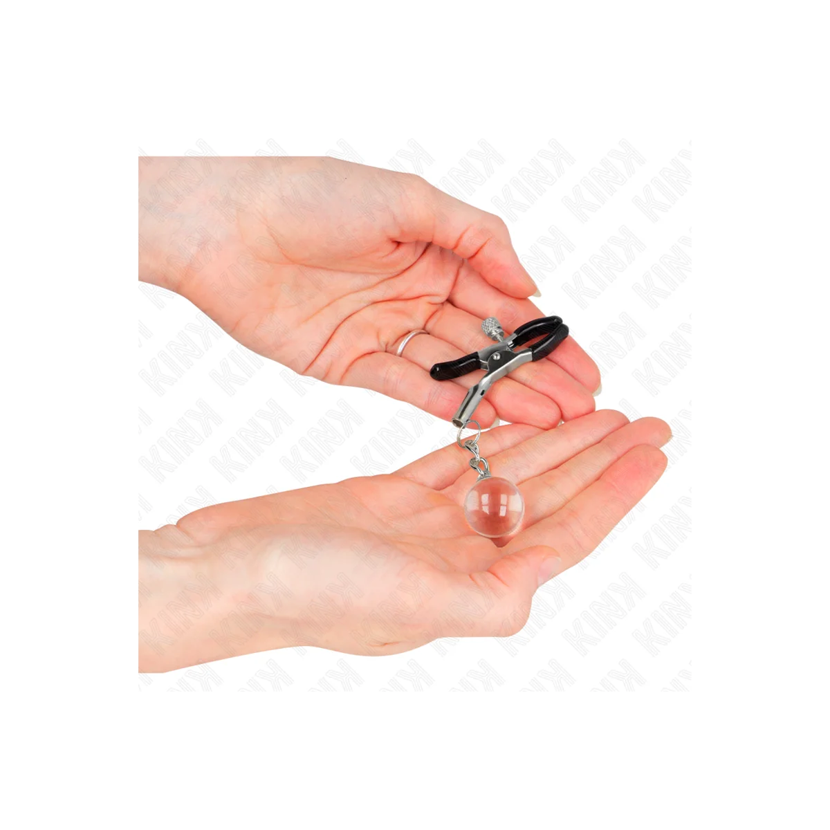 Glasperlen-Nippelklammern Silber 6 cm von Kink Nipple Grip kaufen | Fesselliebe