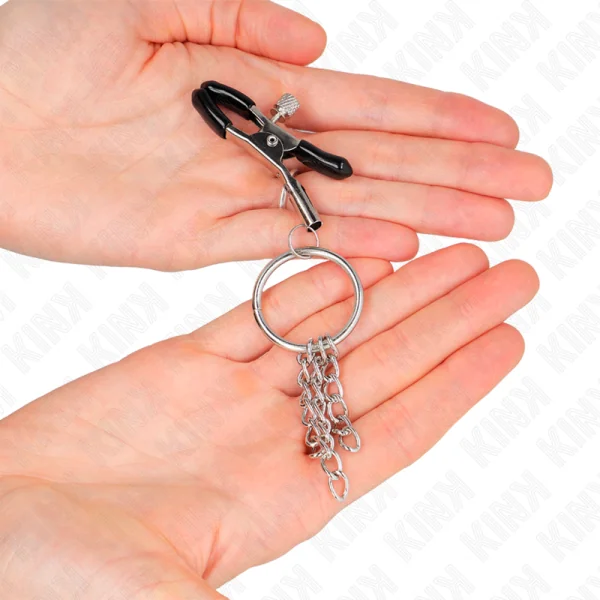 O-Ring Nippelklemme und Kleine Kette Silber 6 cm von Kink Nipple Grip kaufen | Fesselliebe