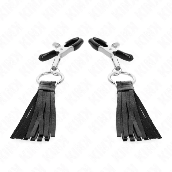 Kunstleder Quasten Nippelklemmen 6 cm von Kink Nipple Grip kaufen | Fesselliebe