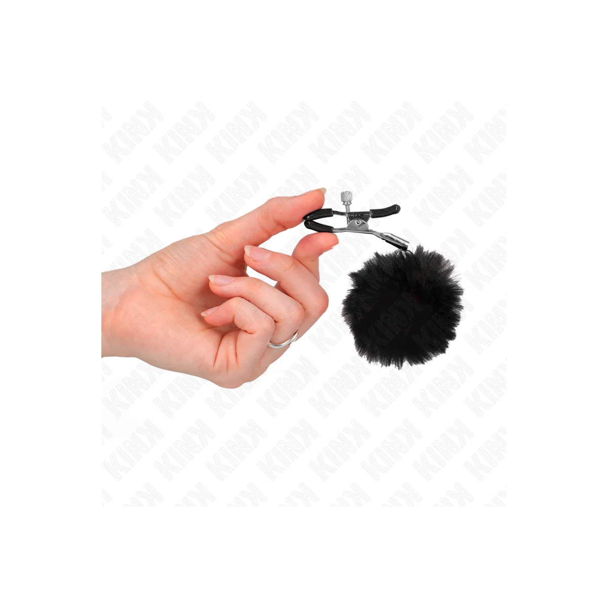 Kunstfellball-Nippelklammer Schwarz 6 cm von Kink Nipple Grip kaufen | Fesselliebe