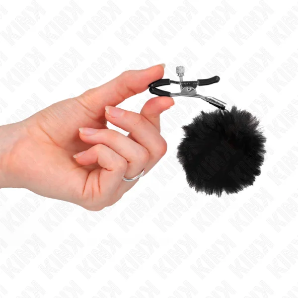 Kunstfellball-Nippelklammer Schwarz 6 cm von Kink Nipple Grip kaufen | Fesselliebe