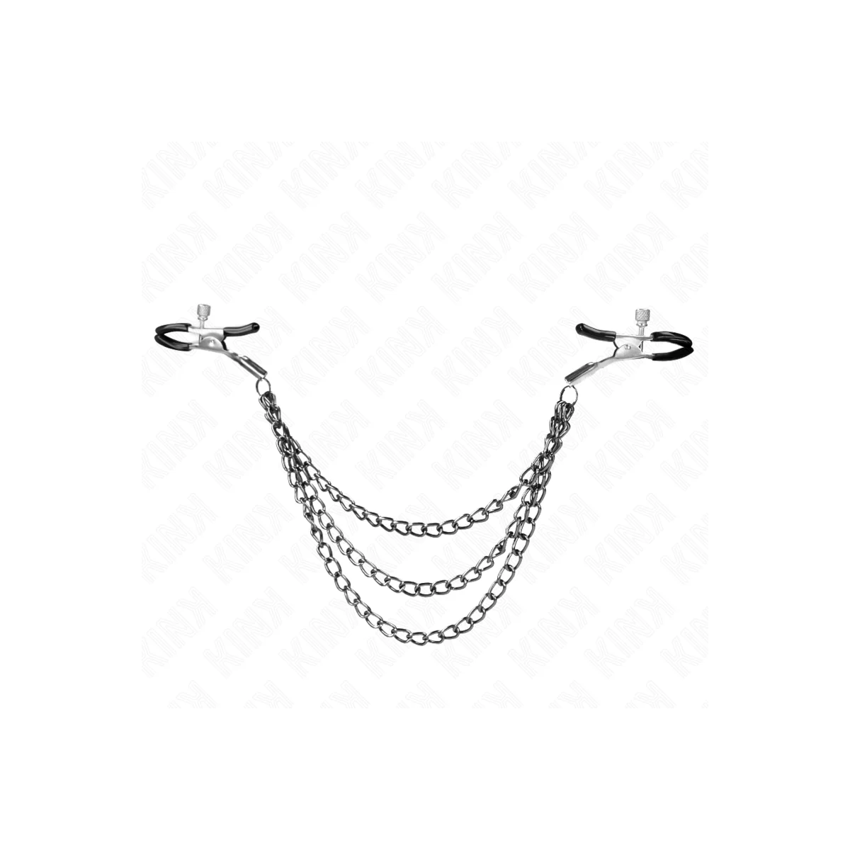 Nippelklemmen mit 3 Ketten Schwarz 20/23/28 cm von Kink Nipple Grip kaufen | Fesselliebe