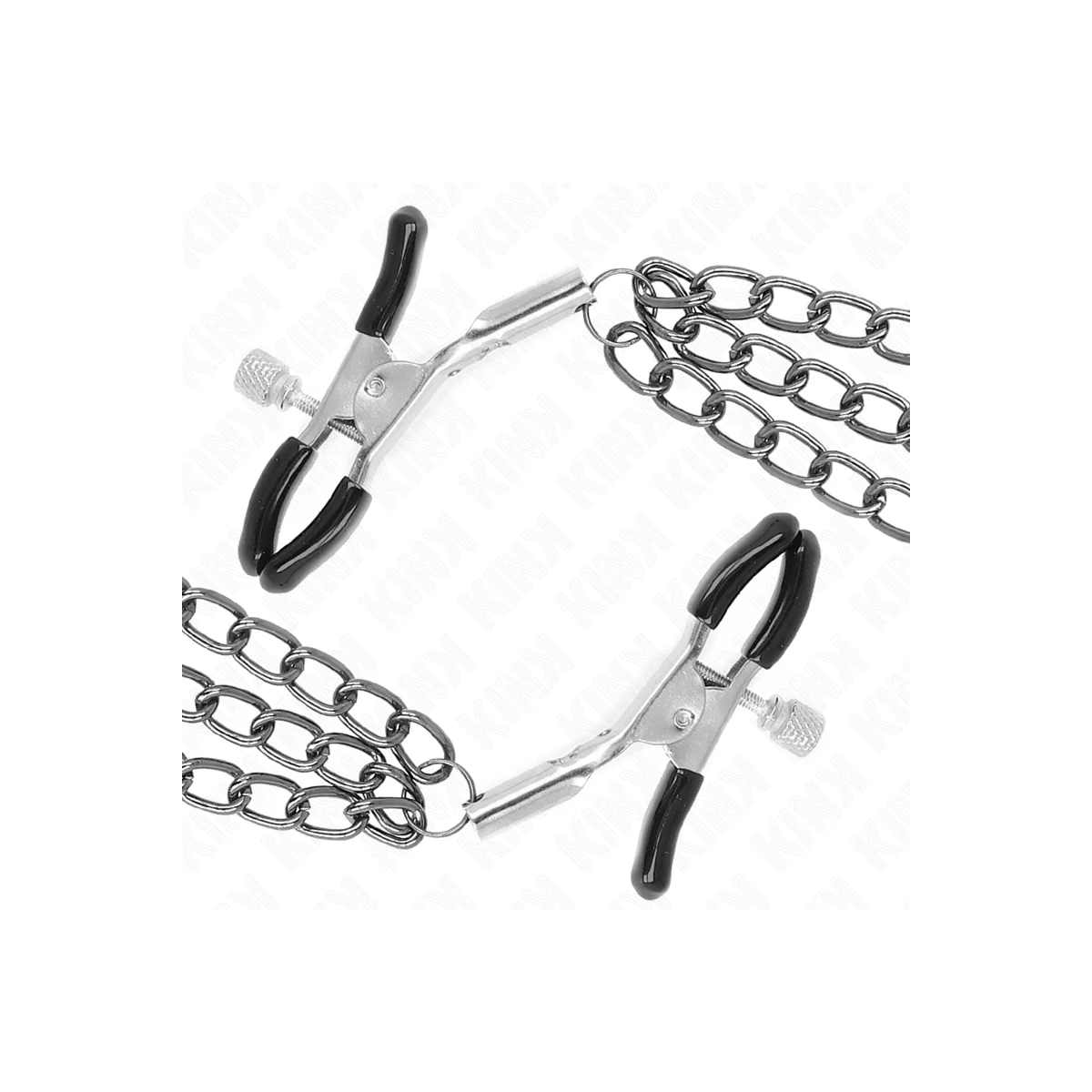 Nippelklemmen mit 3 Ketten Schwarz 20/23/28 cm von Kink Nipple Grip kaufen | Fesselliebe