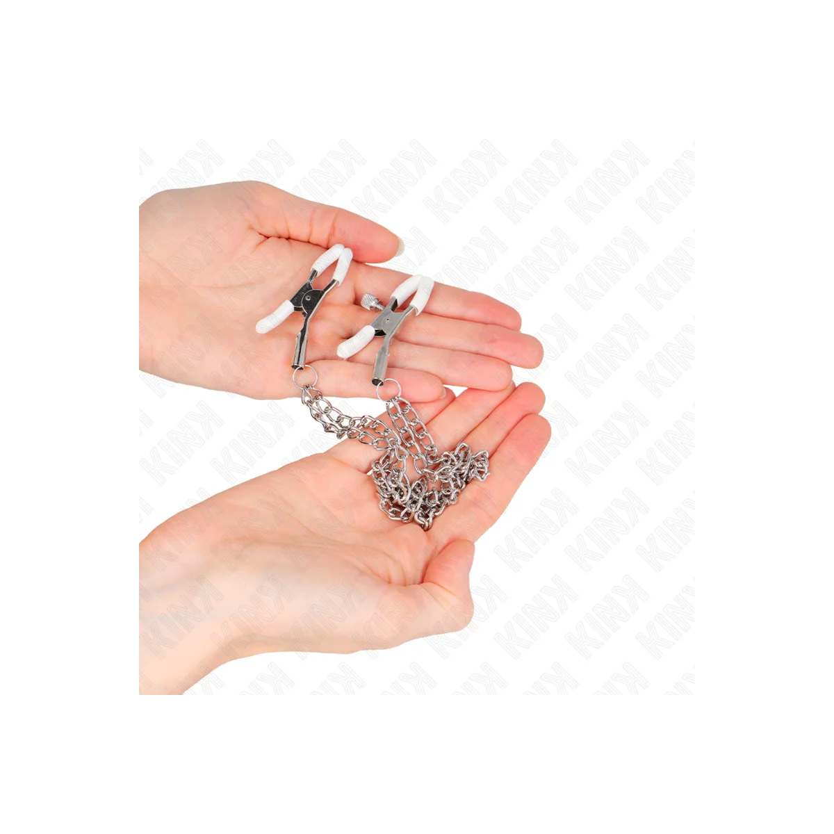 Nippelklemmen mit 2 Dünnen Ketten Silber 20/23 cm von Kink Nipple Grip kaufen | Fesselliebe