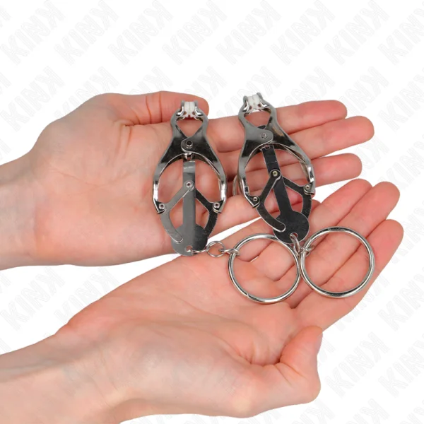 O-Ring Japanische Kleeblatt-Nippelklammern Silber von Kink Nipple Grip kaufen | Fesselliebe