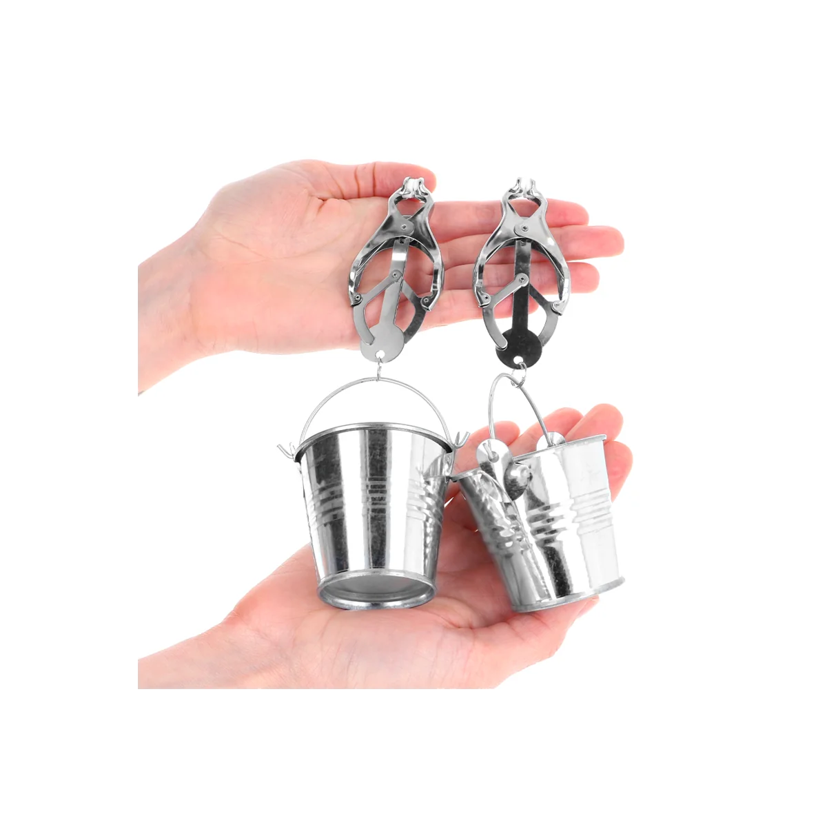 Japanische Kleeblatt-Nippelklammern mit Eimer Silber von Kink Nipple Grip kaufen | Fesselliebe