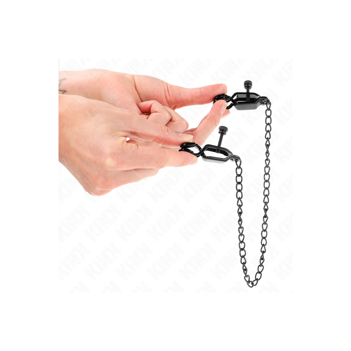 Flache Kette Nippelklemmen Schwarz 30 cm von Kink Nipple Grip kaufen | Fesselliebe