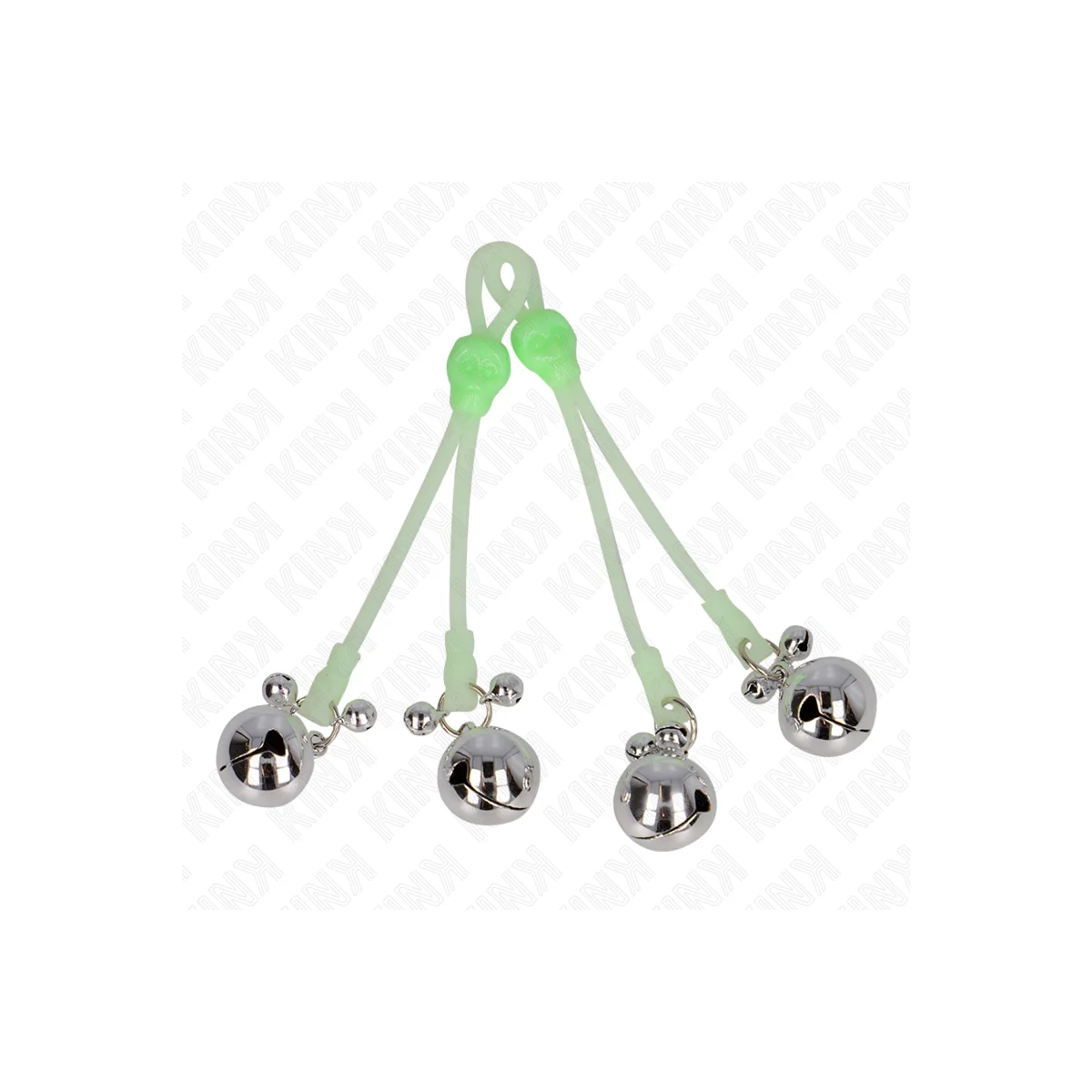 Leuchtende Totenkopf-Nippelklammern mit Ringglöckchen Verstellbar Grün/Silber von Kink Nipple Grip kaufen | Fesselliebe