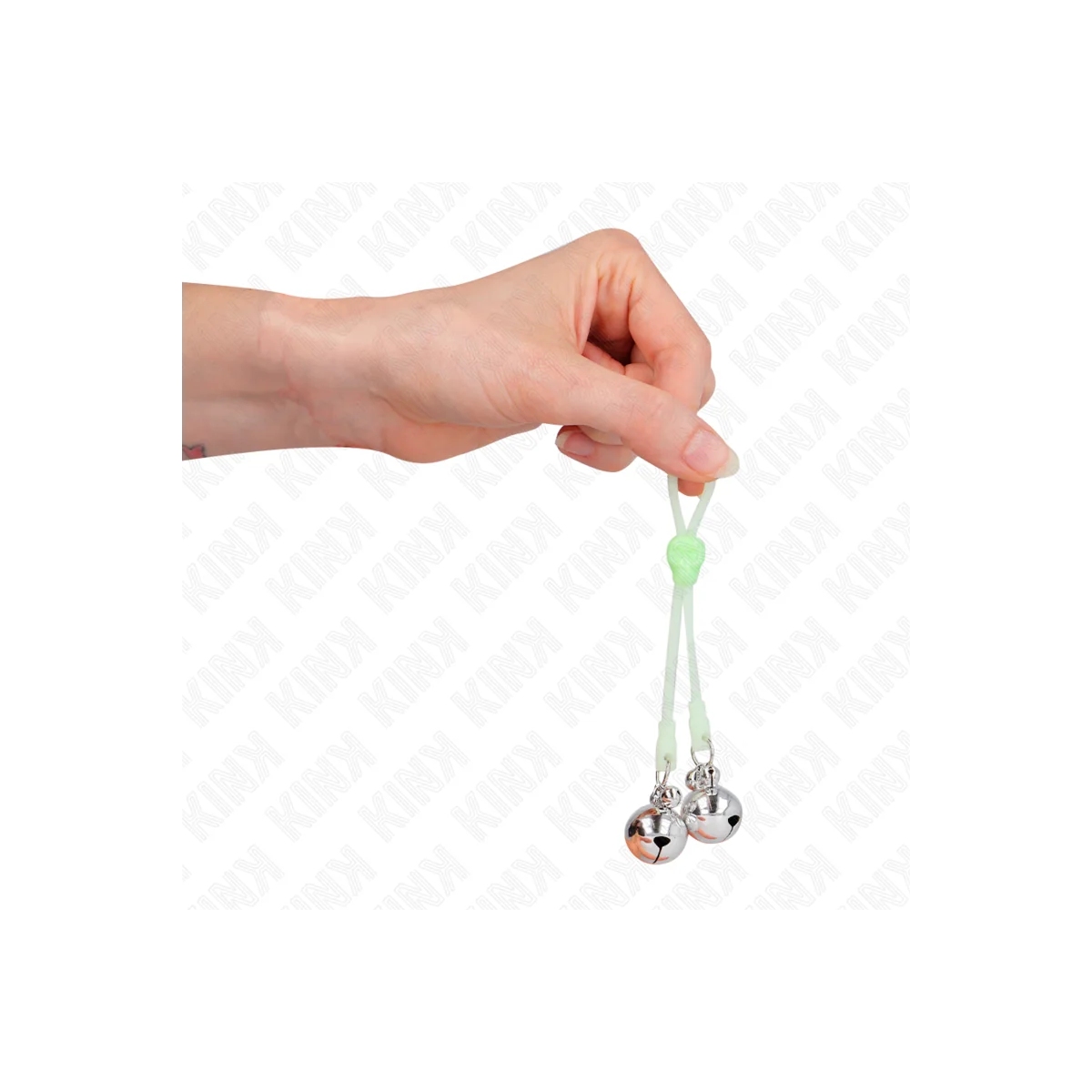 Leuchtende Totenkopf-Nippelklammern mit Ringglöckchen Verstellbar Grün/Silber von Kink Nipple Grip kaufen | Fesselliebe