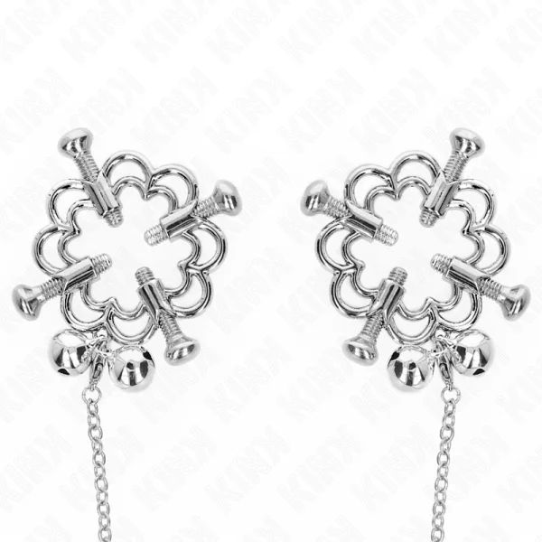 Metallische Blumen-Nippelklammern mit Kette von Kink Nipple Grip kaufen | Fesselliebe