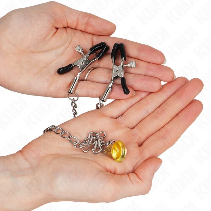 Kette Nippelklemmen mit Hornanhänger 30 cm von Kink Nipple Grip kaufen | Fesselliebe 2