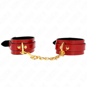 Joanna Angel Handgelenkmanschetten Rot Verstellbar mit Goldkette 16,5-26 cm X 4 cm von Kink Wrist Restraint kaufen | Fesselliebe
