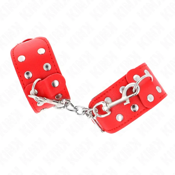Armbänder mit Doppelter Reihe Verstellbarer Nieten Rot von Kink Wrist Restraint kaufen | Fesselliebe