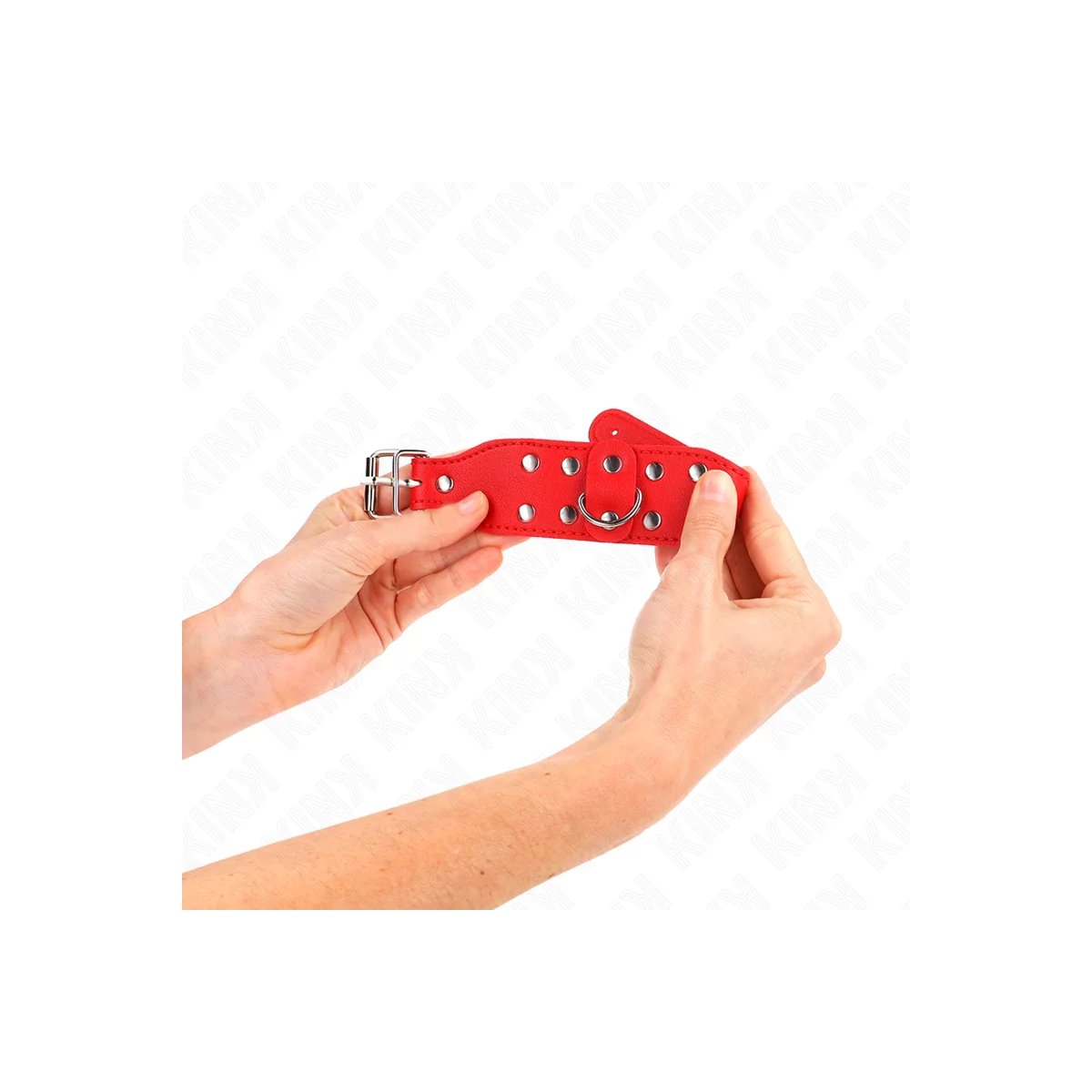 Armbänder mit Doppelter Reihe Verstellbarer Nieten Rot von Kink Wrist Restraint kaufen | Fesselliebe