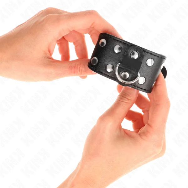 Armbänder mit Doppelter Reihe Verstellbarer Nieten Schwarz von Kink Wrist Restraint kaufen | Fesselliebe