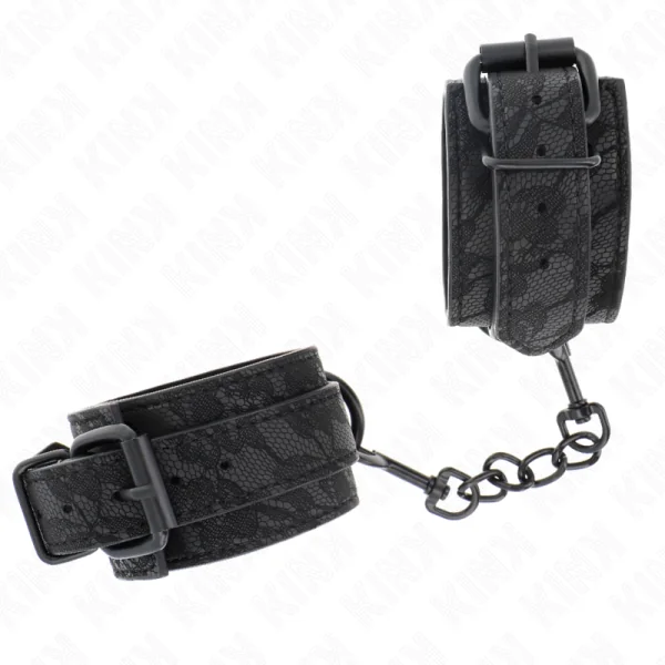 Mit Dunkler Spitze Überzogene Handgelenkmanschetten Verstellbar Schwarz 19-26 cm von Kink Wrist Restraint kaufen | Fesselliebe