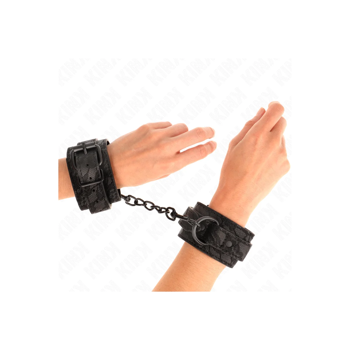 Mit Dunkler Spitze Überzogene Handgelenkmanschetten Verstellbar Schwarz 19-26 cm von Kink Wrist Restraint kaufen | Fesselliebe