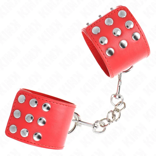 Handgelenkfesseln mit Druckverschluss Rot Verstellbar 19-24 cm X 5,5 cm von Kink Wrist Restraint kaufen | Fesselliebe