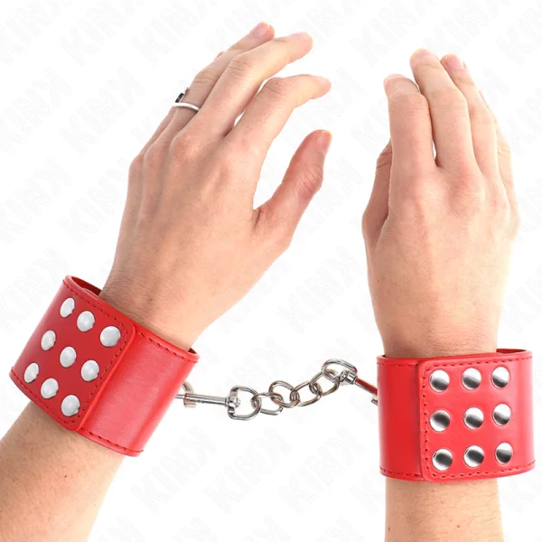Handgelenkfesseln mit Druckverschluss Rot Verstellbar 19-24 cm X 5,5 cm von Kink Wrist Restraint kaufen | Fesselliebe
