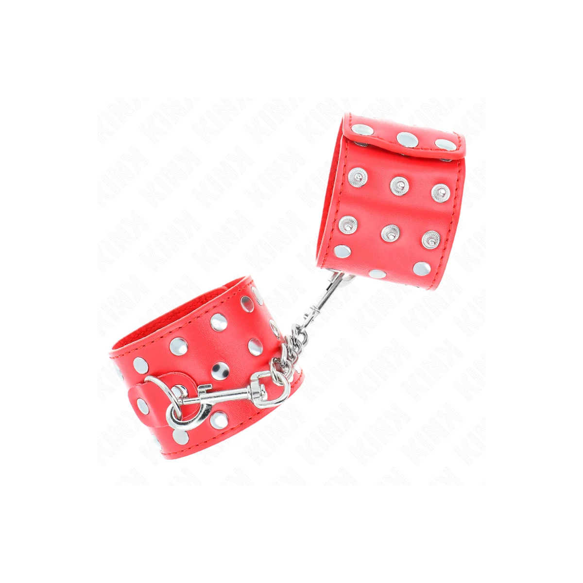 Handgelenkfesseln mit Druckverschluss Voller Nieten Rot Verstellbar 19-24 cm X 5,5 cm von Kink Wrist Restraint kaufen | Fesselliebe