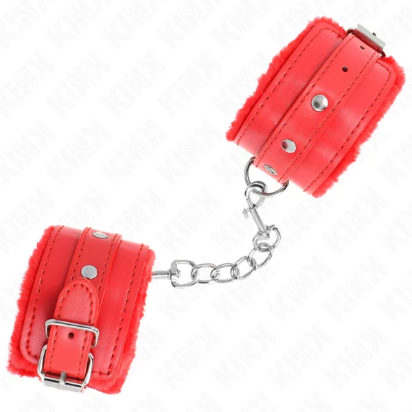 Premium Handgelenkfesseln Rot mit Rotem Gürtel Verstellbar 17-29 cm X 6 cm von Kink Wrist Restraint kaufen | Fesselliebe