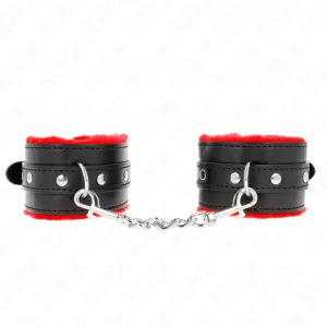 Premium Handgelenkfesseln Rot mit Schwarzem Gürtel Verstellbar 17-29 cm X 6 cm von Kink Wrist Restraint kaufen | Fesselliebe