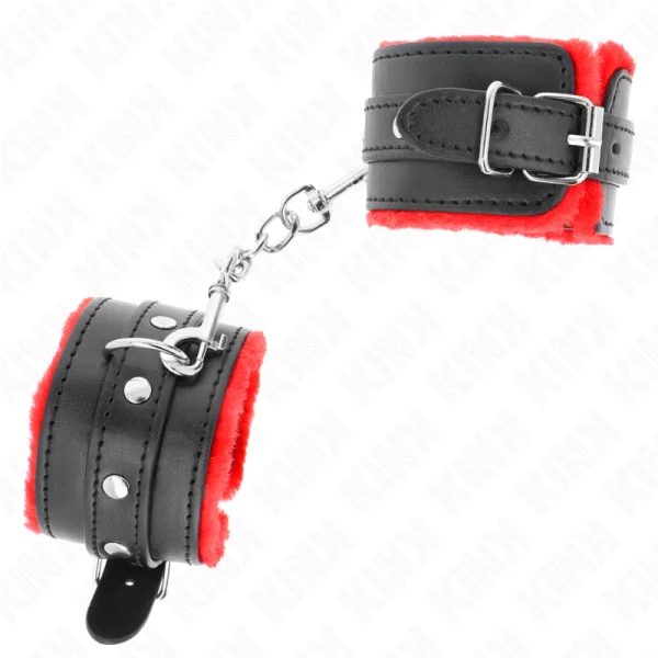 Premium Handgelenkfesseln Rot mit Schwarzem Gürtel Verstellbar 17-29 cm X 6 cm von Kink Wrist Restraint kaufen | Fesselliebe