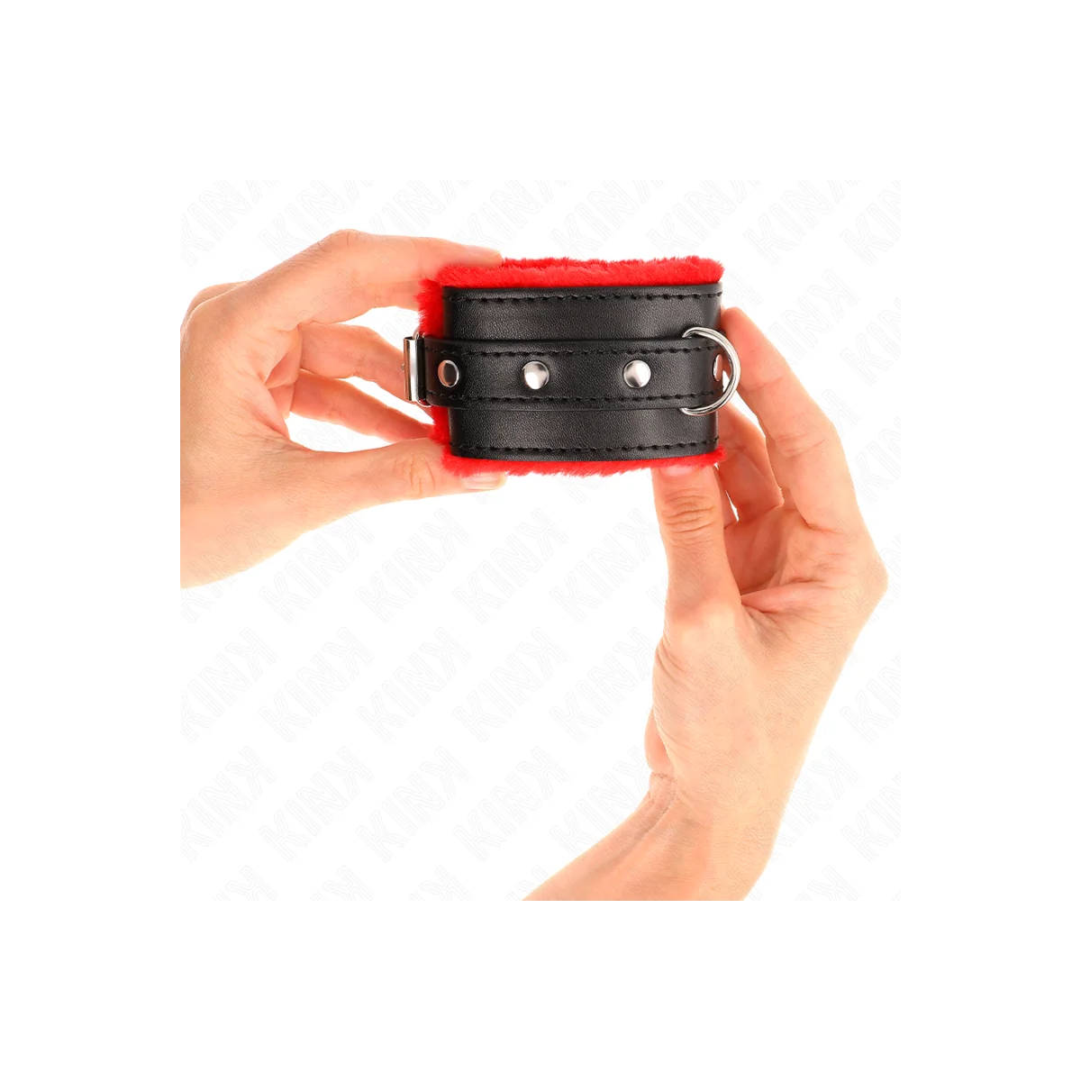 Premium Handgelenkfesseln Rot mit Schwarzem Gürtel Verstellbar 17-29 cm X 6 cm von Kink Wrist Restraint kaufen | Fesselliebe